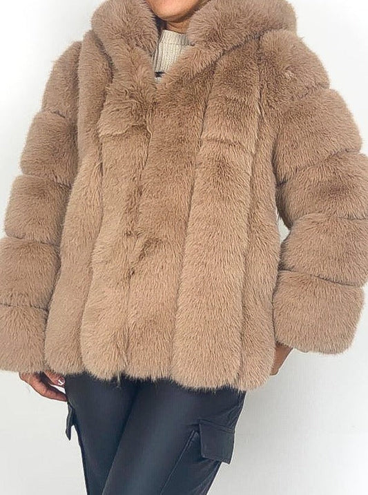 Luxury Hooded Faux Fur Jacket