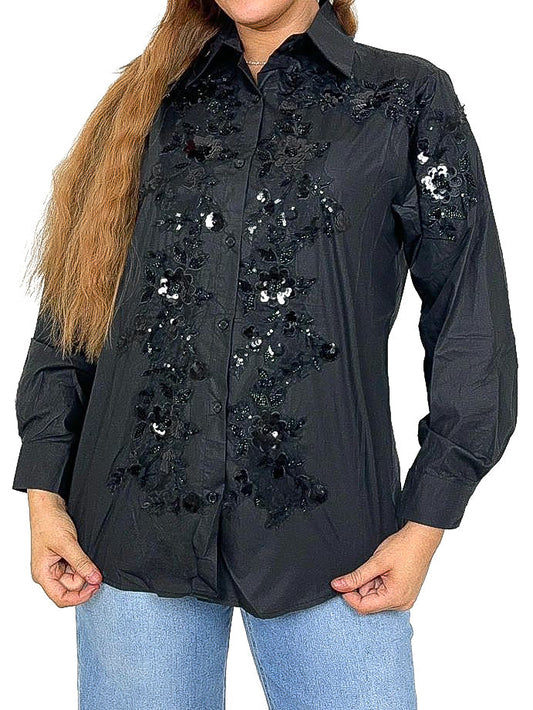 Floral Sequin Embellished Blouse